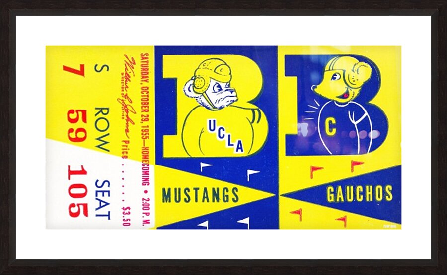 1955 UCLA  vs. Cal Football Ticket Art by Row One Brand