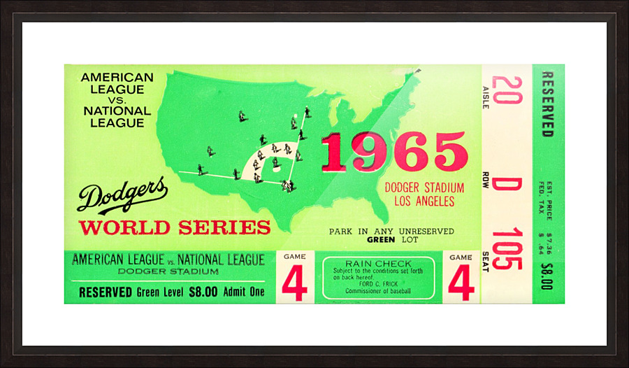 1965 World Series Ticket Stub Game 4 by Row One Brand