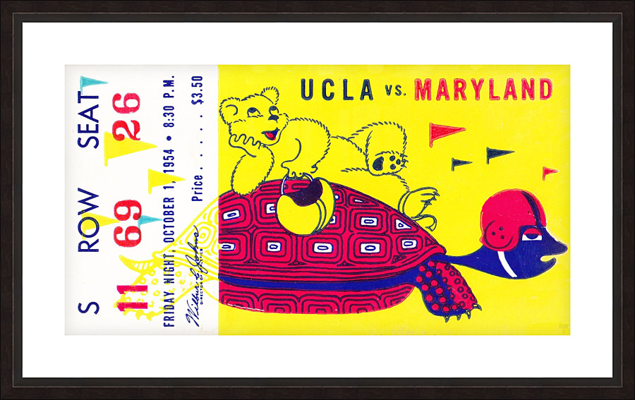 1954 Maryland vs. UCLA Football Ticket Art Picture Frame print