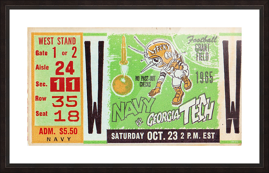 1965 Navy vs. Georgia Tech Ticket Stub Canvas by Row One Brand