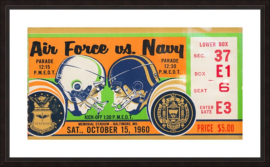 1960 Air Force vs. Navy Football Ticket Art by Row One Brand