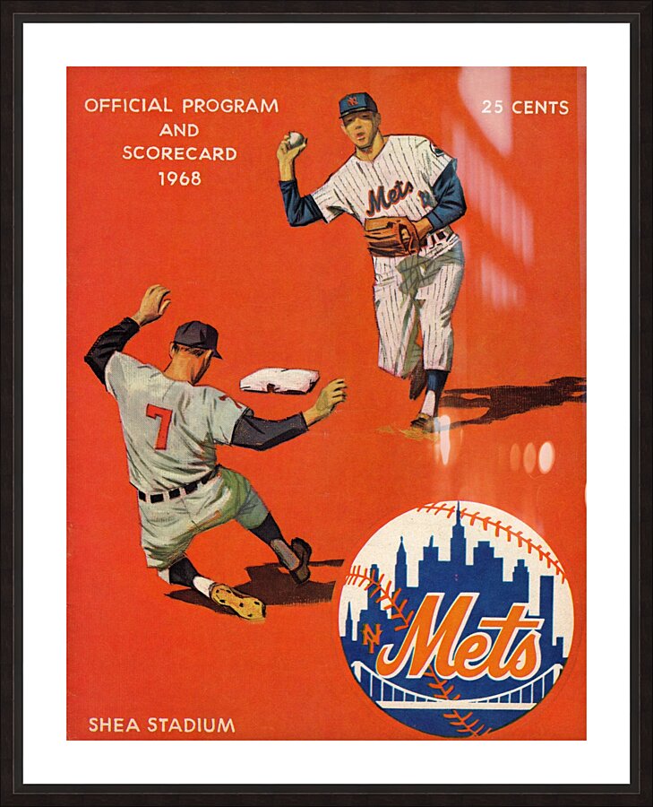 1968 New York Mets Baseball Scorecard Art Picture Frame print