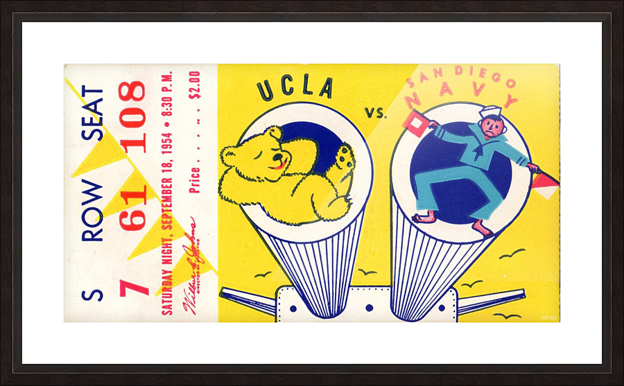 1954 Navy vs. UCLA Bruins Football Ticket Stub by Row One Brand