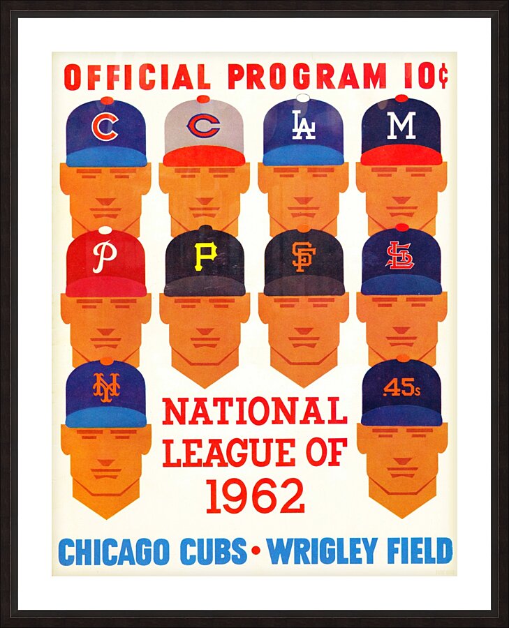 1962 Chicago Cubs Program Art Picture Frame print