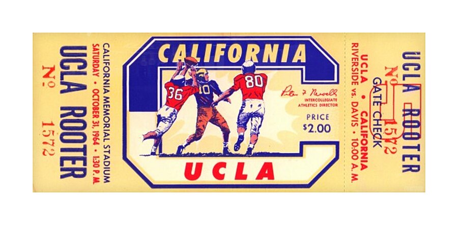 1964 UCLA at Cal Football Ticket Art by Row One Brand