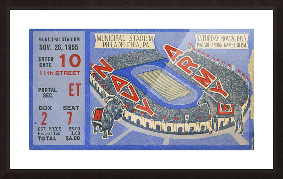 1955 Army vs. Navy Football Ticket Art by Row One Brand