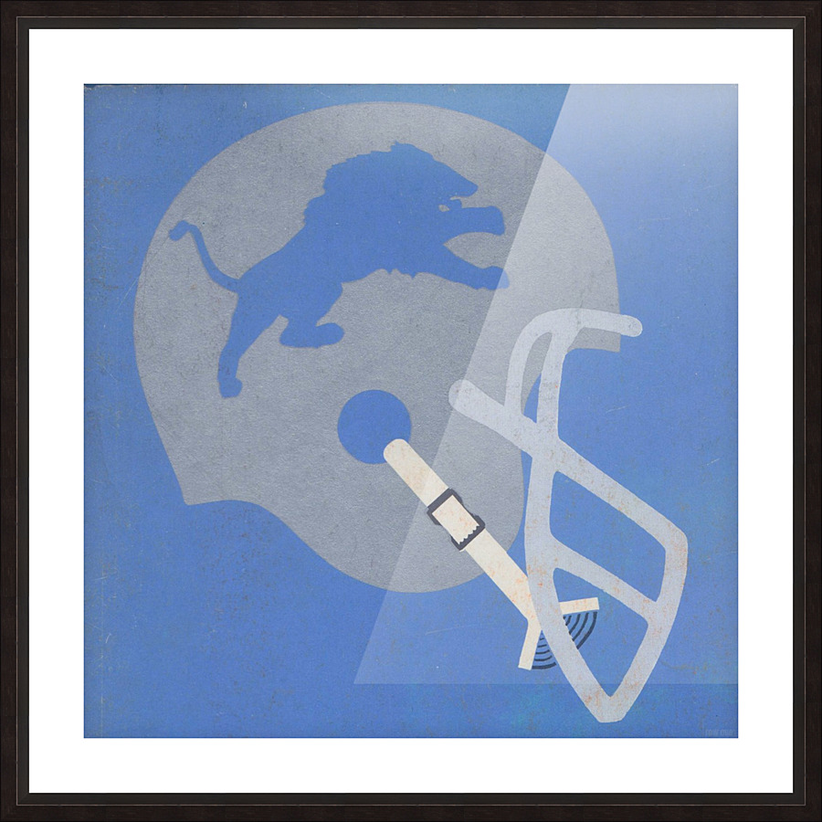 Vintage Detroit Lions Helmet Art (1965) Reproduction Fine Art Print (1) Picture Frame print