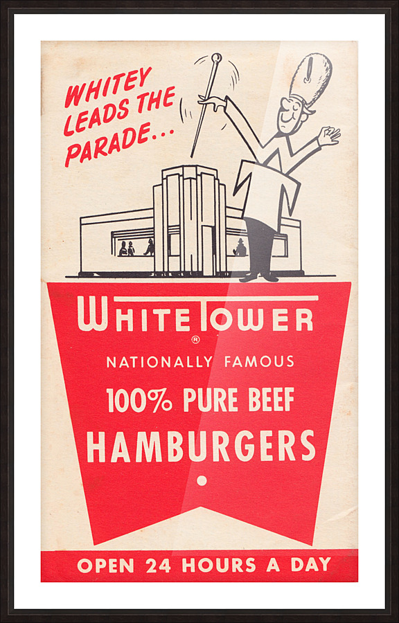 white tower hamburger ad Picture Frame print