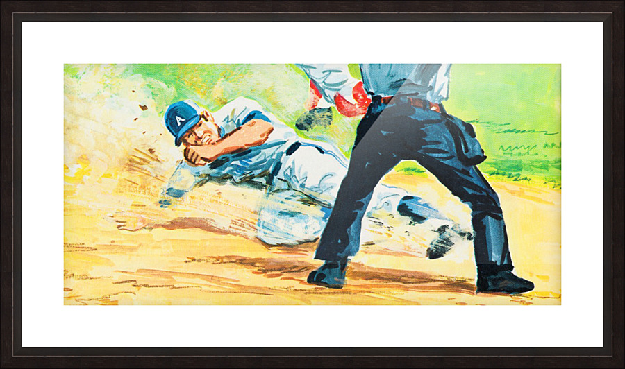 safe at home baseball art Picture Frame print