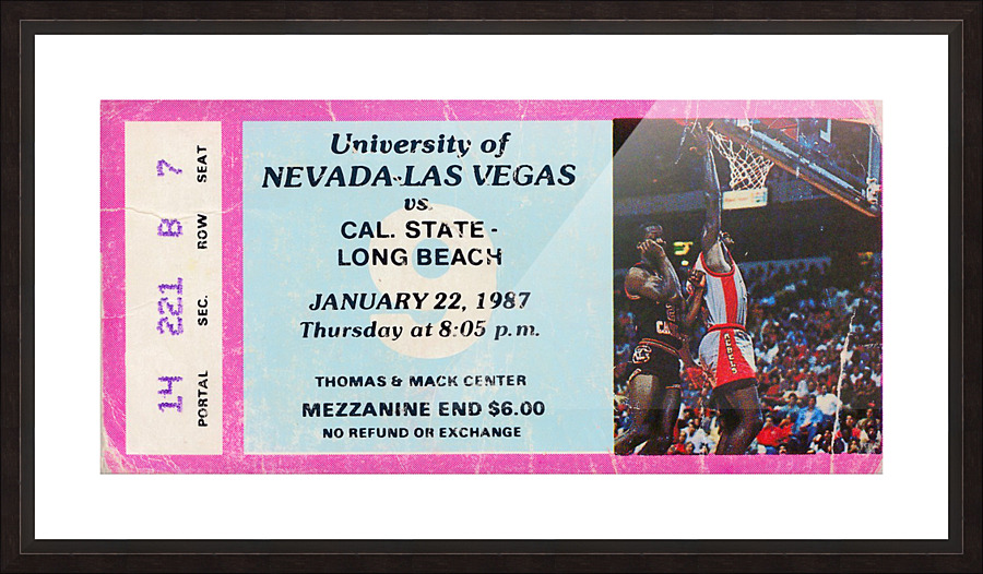 1987 UNLV Rebels Basketball Ticket Art by Row One Brand