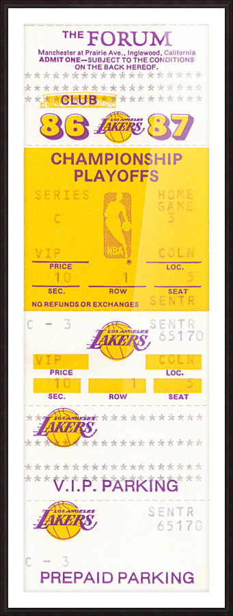 1987 Lakers Basketball Ticket Art by Row One Brand