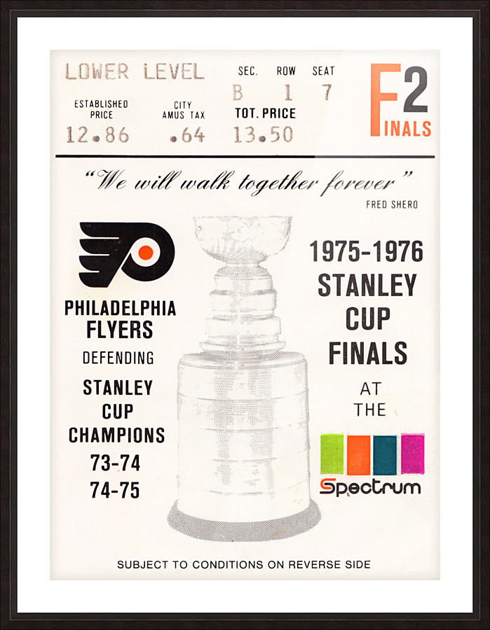 1975 stanley cup finals philadelphia flyers ticket stub hockey poster Picture Frame print