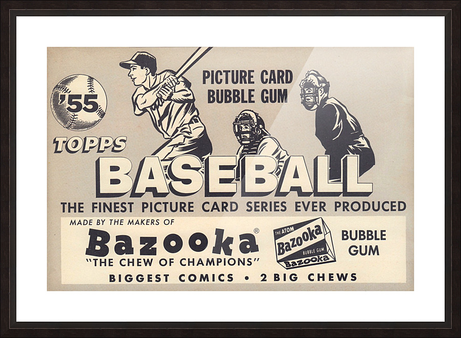 1955 Topps Baseball Bazooka Bubble Gum Ad Picture Frame print