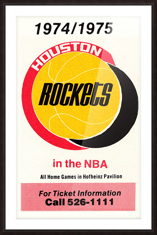 1974 houston rockets ticket information poster wood print Picture Frame print