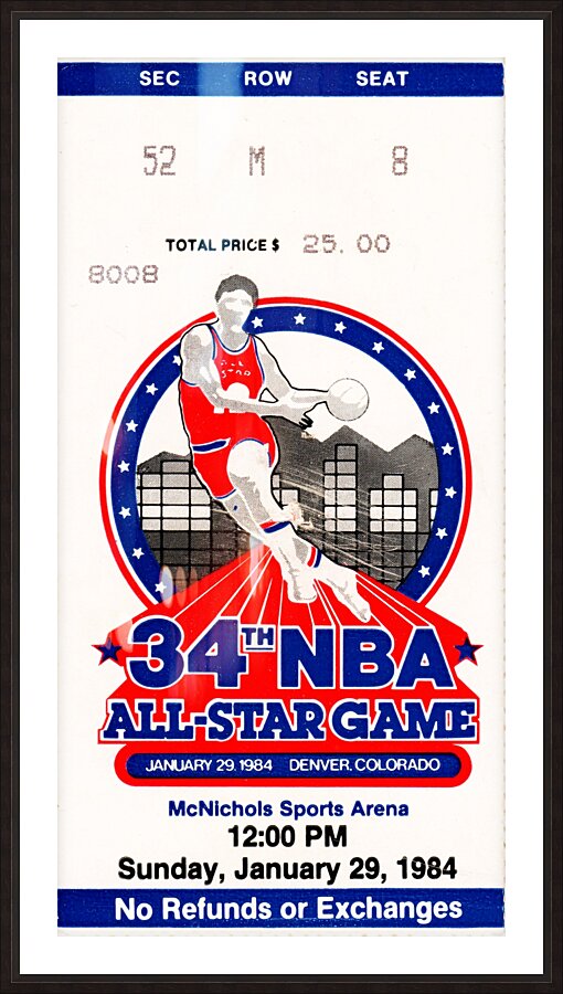 1984 NBA All-Star Game Ticket Wall Art Picture Frame print