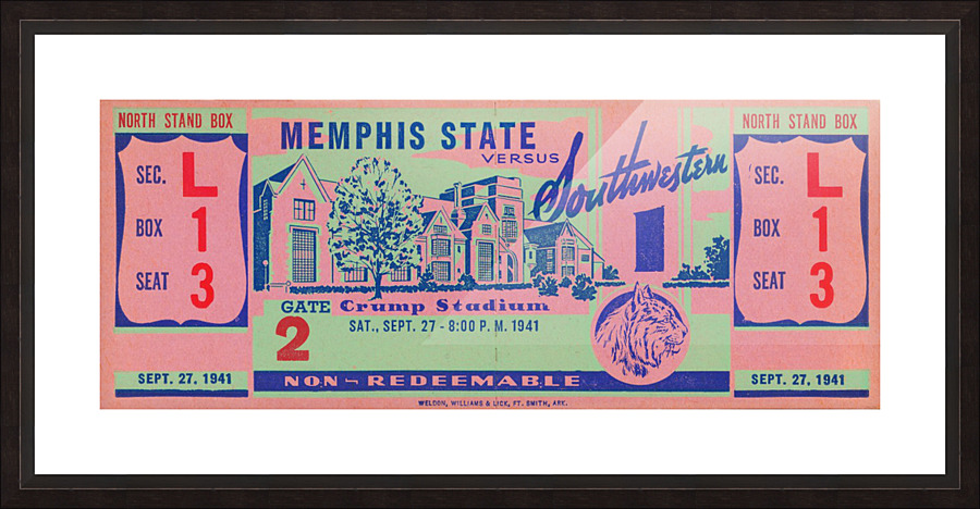 1941 Memphis State Picture Frame print