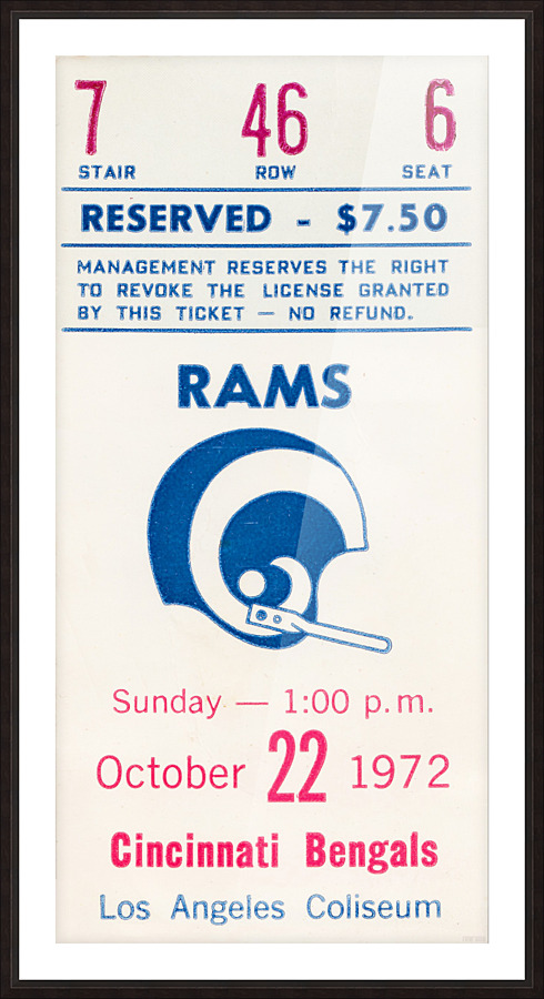 1972 Rams vs. Bengals Picture Frame print
