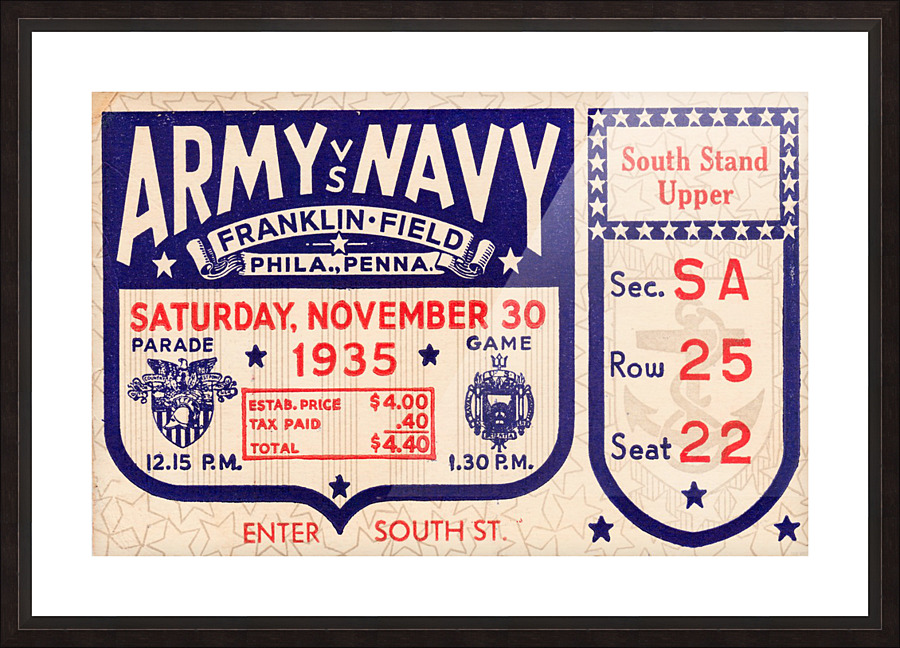 1935 Army Navy Picture Frame print