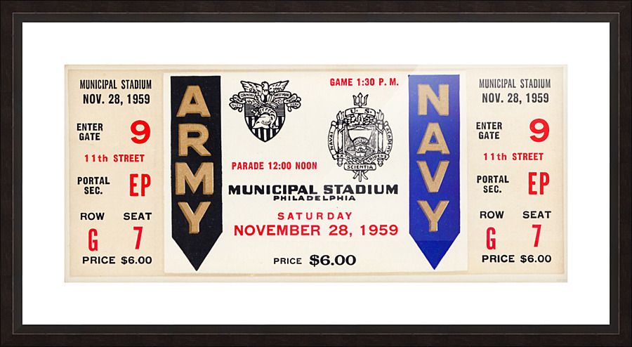 1959 Army Navy Game Ticket by Row One Brand