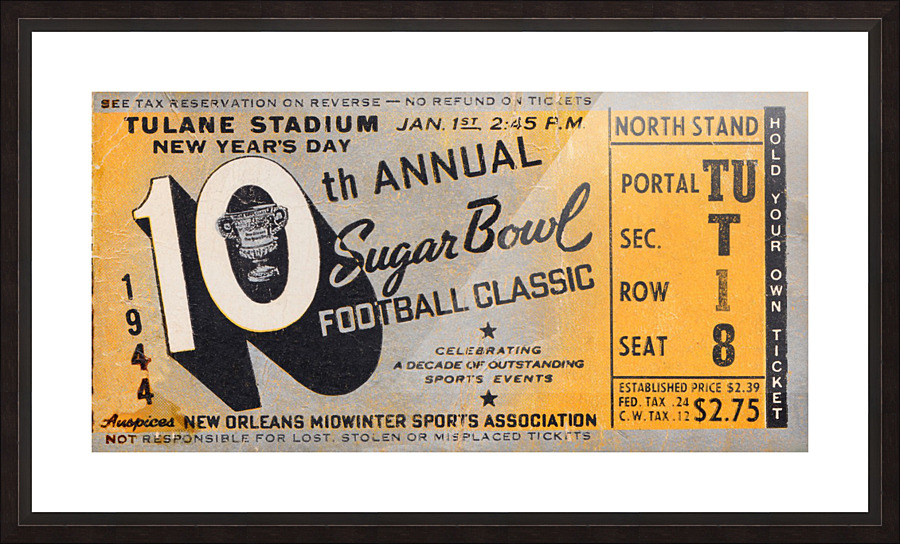 1944 Sugar Bowl Tulsa vs. Georgia Tech Picture Frame print