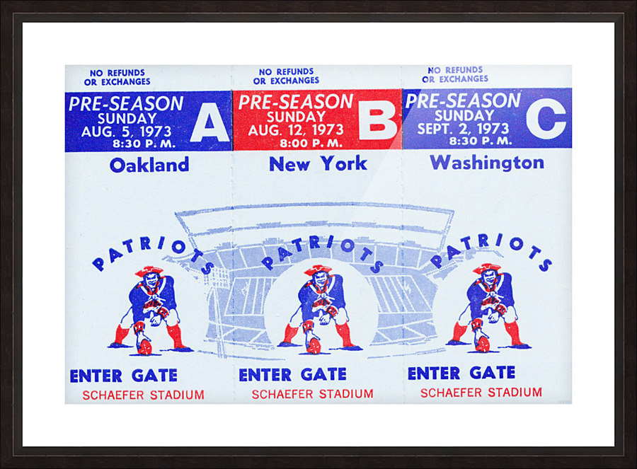 1973 New England Patriots Season Tickets Picture Frame print