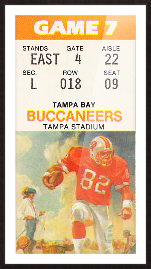 1988 Tampa Bay Buccaneers Ticket Stub Art Picture Frame print