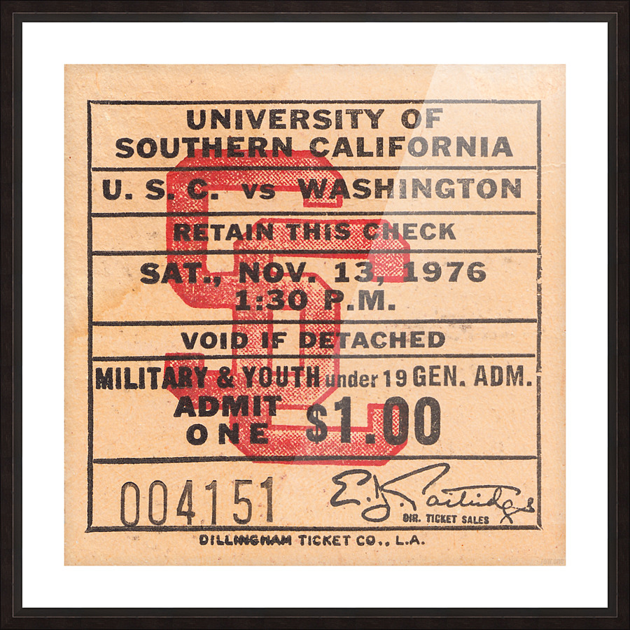 1976 USC Trojans Football Ticket Art Picture Frame print