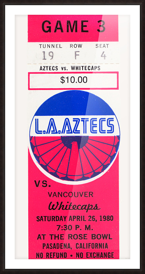1980 LA Aztecs Soccer Ticket Stub Art Picture Frame print