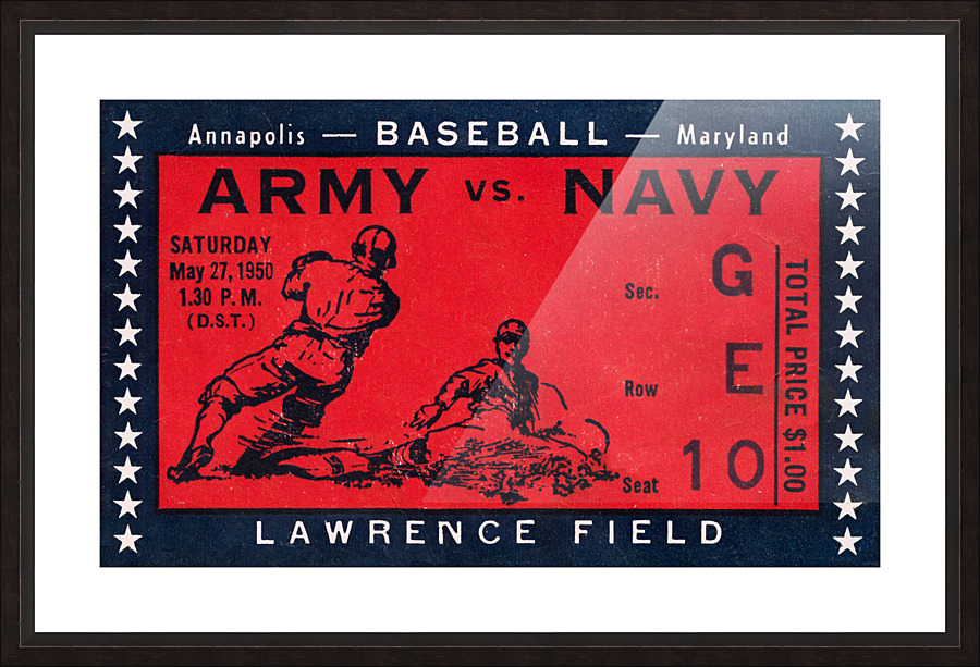 1950 Army Navy Baseball Ticket Canvas by Row One Brand