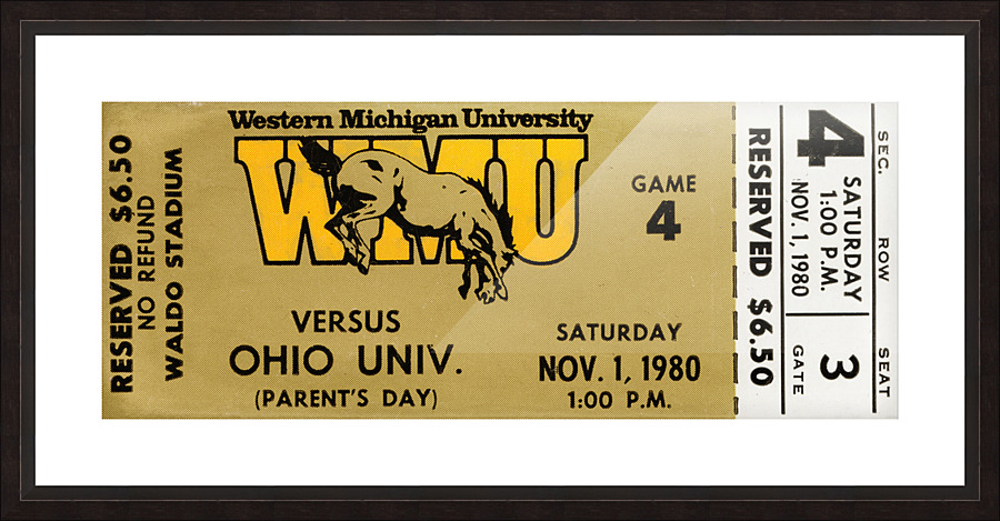 1980 Western Michigan vs. Ohio Football Ticket Stub Canvas Picture Frame print
