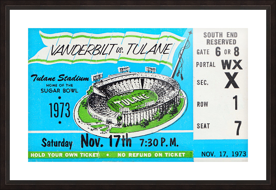 1973 Tulane vs. Vanderbilt  Picture Frame print