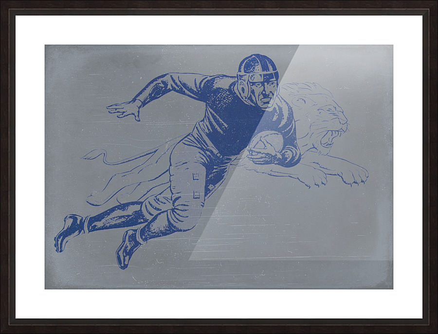 1934 Vintage Lion Football Player Art Picture Frame print