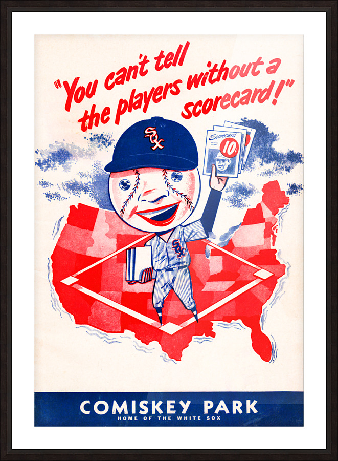 1952 Chicago White Sox Scorecard Canvas Picture Frame print