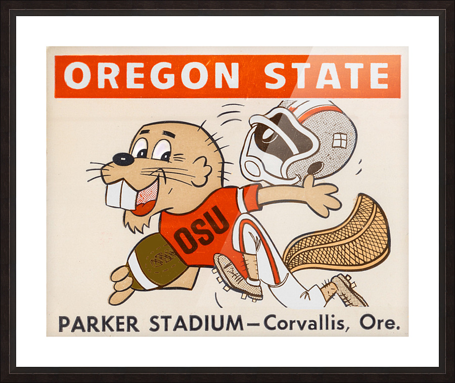 1970 Oregon State Beaver Ticket Stub Remix Art Picture Frame print