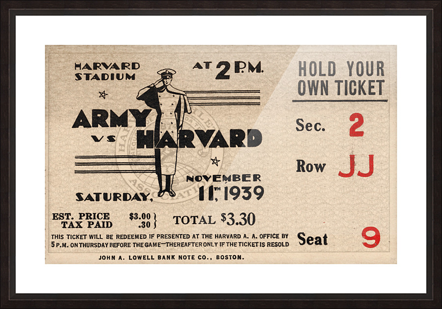 1939 Army vs. Harvard Picture Frame print