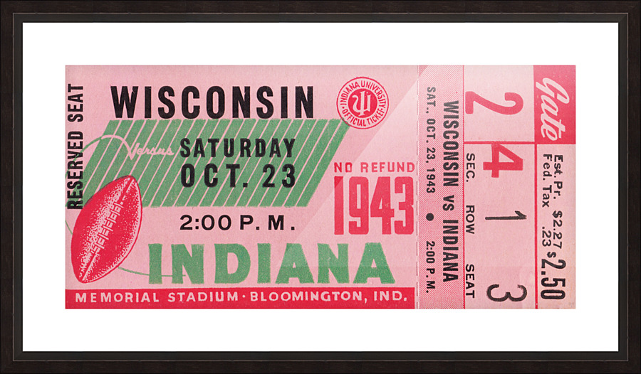 1943 Indiana Hoosiers vs. Wisconsin Badgers Picture Frame print