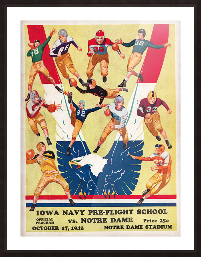 1942 Iowa Pre-Flight vs. Notre Dame | Row 1 Picture Frame print