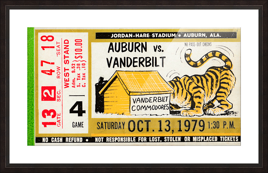 1979 Auburn Tigers vs. Vanderbilt Commodores | Row 1 Picture Frame print