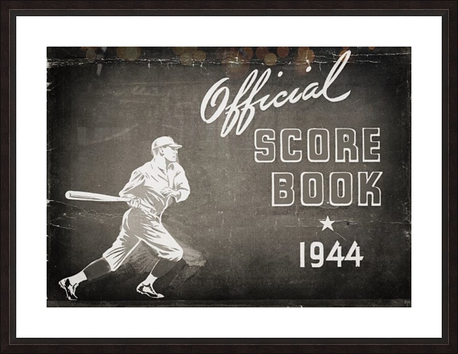 1944 Baseball Score Book Remix Art Picture Frame print