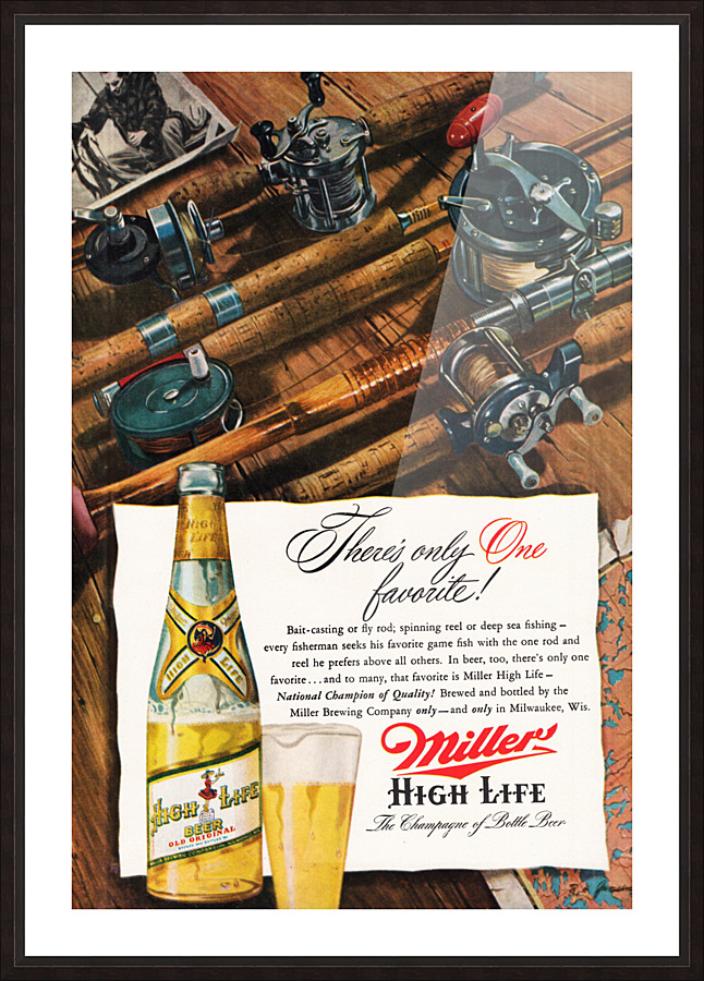 1951 Miller Beer Advertisement Art Picture Frame print