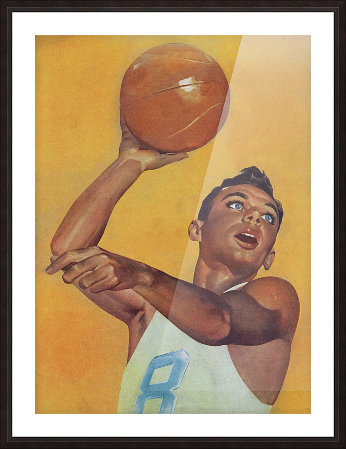 1956 Golden Background Vintage Basketball Player Art Picture Frame print