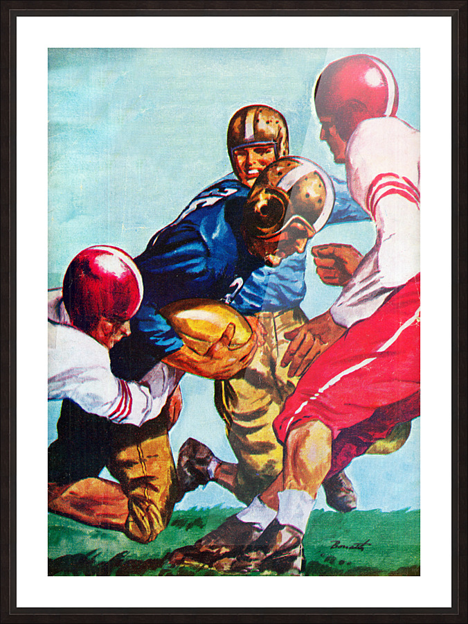 1946 Gridiron Action Football Art  Picture Frame print