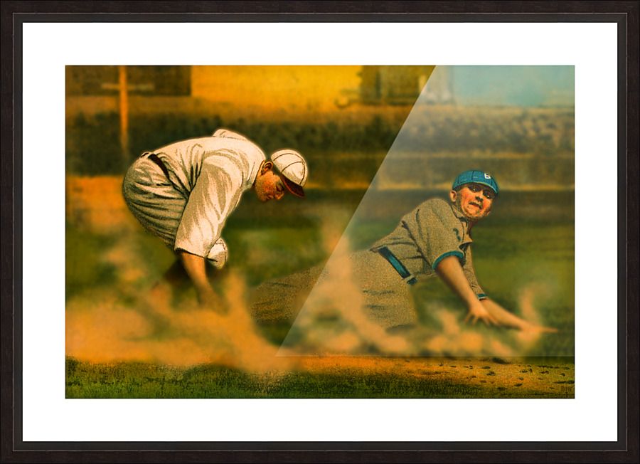Sunset Slide Baseball Art Picture Frame print