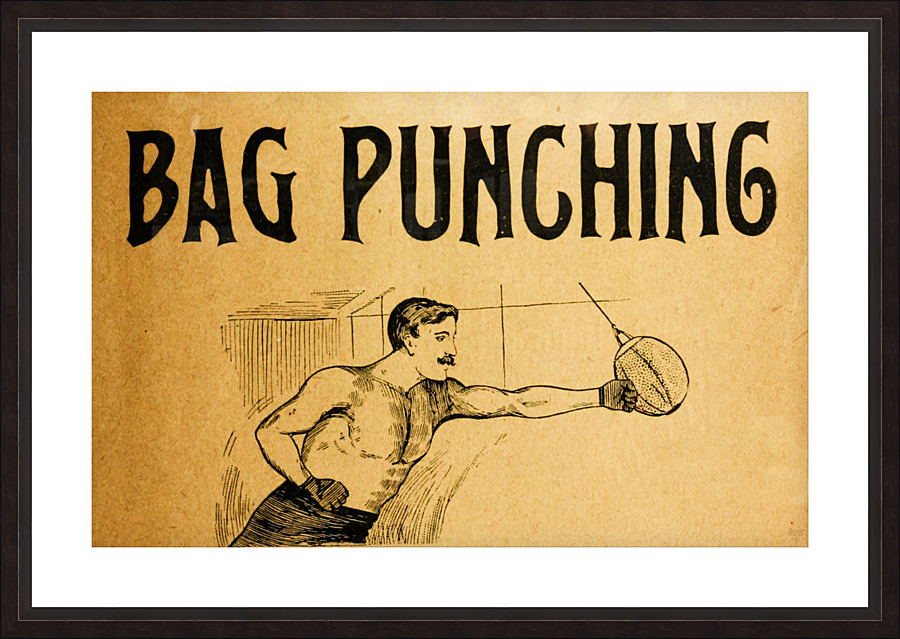 1895 boxing bag punching Picture Frame print