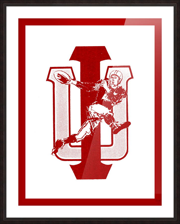 1969 Indiana IU Football Player Art Picture Frame print