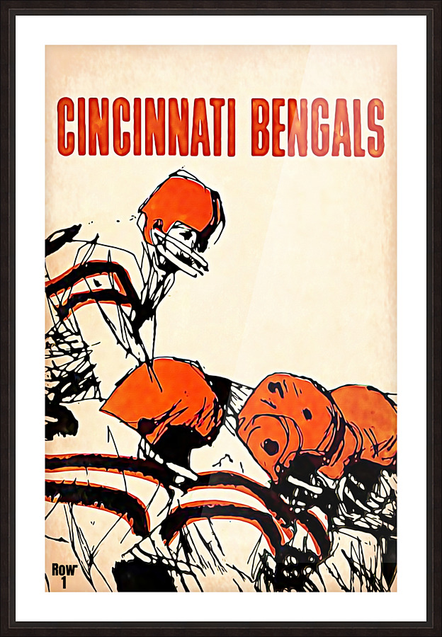 Retro Cincinnati Bengals Line of Scrimmage Art Picture Frame print