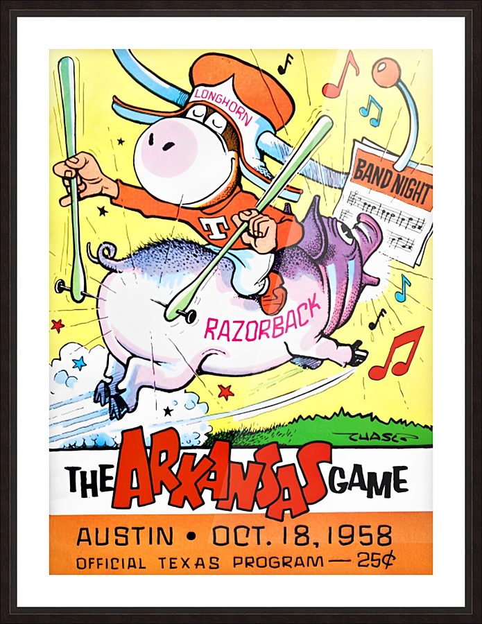 1958 Arkansas Razorbacks vs. Texas Longhorns Cover Art Picture Frame print