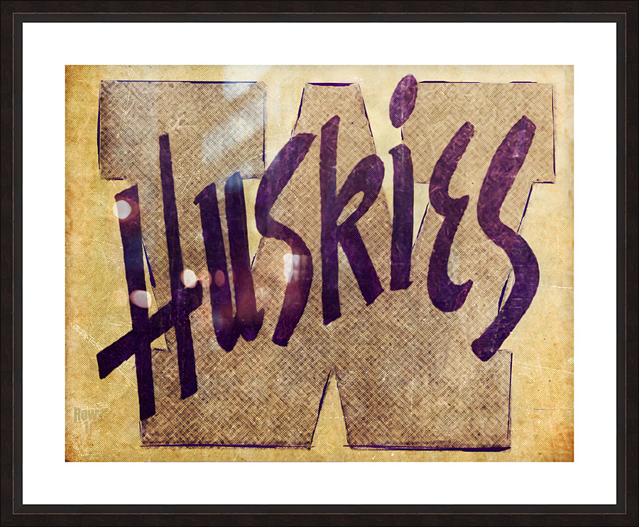 Washington Huskies Throwback Art Picture Frame print
