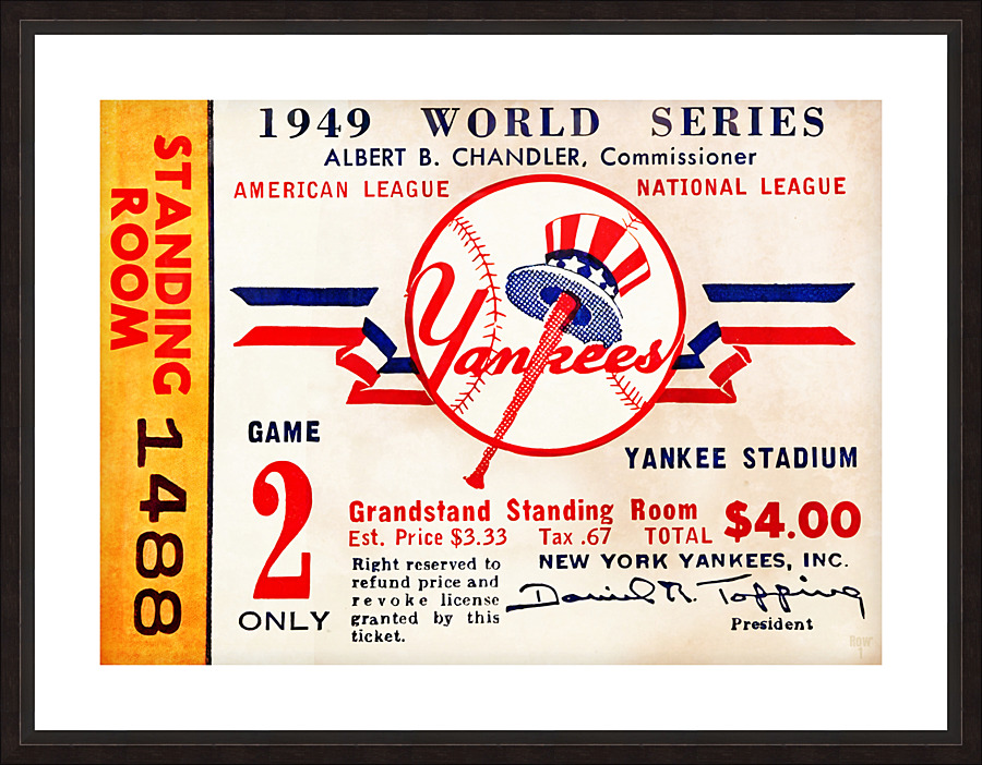 1949 World Series Ticket Art Picture Frame print