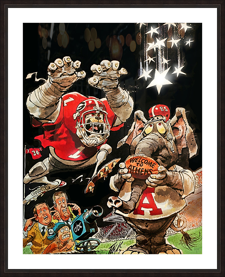 1985 Georgia vs. Alabama Football Art by Jack Davis Picture Frame print